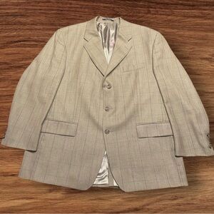 VTG POLO University Men’s Wool Tan Plaid Made in Canada Sport Coat Blazer 46R
